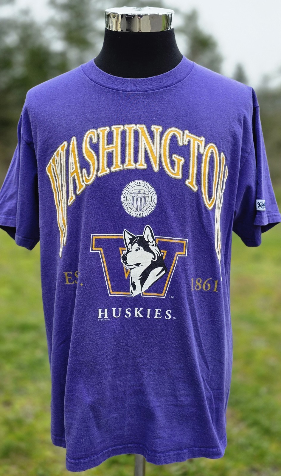 Vintage 90s Washington Huskies T Shirt Mens Shirt Size L Netmeg Mills Lee Usa